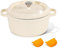 ROYDX Sparkling Enameled Cast Iron Pot, 5.5L Deep Casserole Dishes with Lids Oven Proof, Heavy-Duty Dual Handle, Perfect for Baking Bread Sourdough - Pearl White