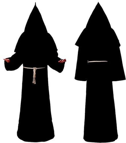 LuckyQianyi Costume da monaco con cappuccio Costume da sacerdote Costume medievale di Halloween Costume da monaco con cappuccio da uomo Adatto per i balli in maschera di Halloween (XXL)