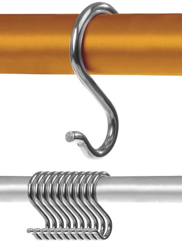 Menz Juego de 10 ganchos en forma de S – Soportes sólidos en forma de S de acero inoxidable, ganchos de metal prácticos, Perchas flexibles para colgar