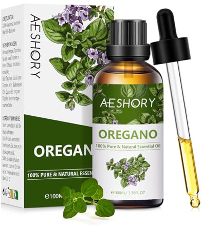 AESHORY Oregano Essential Oil 100ml, 100% Natural Oregano Oils for Diffusers, Aromatherapy, Skin Care, Home Cleaning, Massage, Soap Making