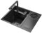 Évier de cuisine noir mat, 55 x 45 cm, invisible, encastrable, en acier inoxydable, avec robinet de levage extensible et fonction de lavage des tasses