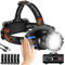 INECOKS Linterna frontal recargable de 990.000 lm, con sensor de movimiento, LED con 9 modos de luz, zoom superbrillante, para adultos, ajustable a 90°, impermeable, de alta potencia, para pesca, caza