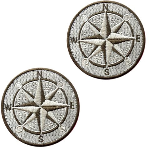 2 Stück Kompass Lustiger Flagge Patch Stickerei Compass Taktische Abzeichen Aufnäher mit Stickerei Militär Patch Applikation für Kleidung Rucksäcke Jacke Jeans Taschen Weste