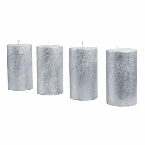 Loberon Kerze 4er Set Braga, Silber