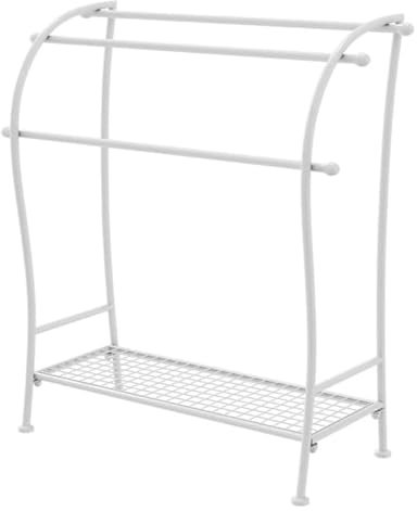 Freistehender Handtuchhalter mit 3 Etagen aus Metall für Badezimmer, Schlafzimmer, Strand, Whirlpool, Fitnessstudio, Pool, Kleiderstange, Kleiderständer (weiß)