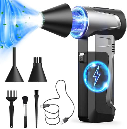 Soplador de polvo eléctrico Air Duster, 160000 rpm, 3 velocidades ajustables, carga rápida USB, con batería de 5000 mAh, adecuado para la limpieza de electrónica, artículos del hogar, pelo de mascotas