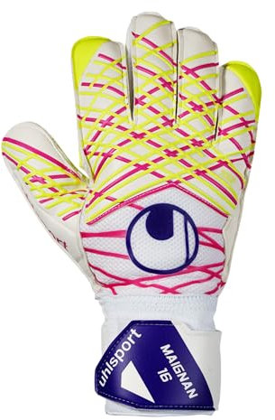 uhlsport Prediction Absolutgrip HN Gants de Gardien de But de Football pour Enfants et Adultes - Gants spéciaux de Mike Maignan, 9, Blanc/Rose/Jaune/Violet