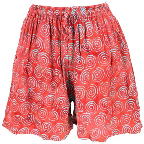 GURU SHOP Kurze Boho Hose, Ethnostyle Shorts, Strandshorts, Viskose, Damen | Batik, normaler Schnitt, ideal für den Sommer, vielseitig kombinierbar, leicht und bequem.