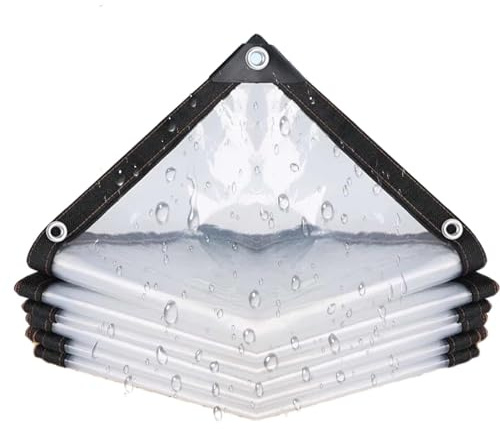 Lona transparente de PVC de 5 x 5 m, resistente al agua, con ojales, resistente al desgarro, resistente al viento, cortina para exteriores, para patio, jardín, pérgola