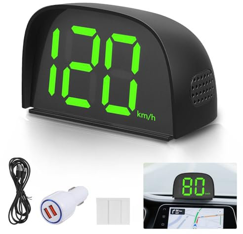 Auto HUD Head Up Digitaler Display mit Schrift Autoladeadapter, Universal Auto Tachometer für Auto LKW SUV Motorrad Fahrrad, USB Anschluss Plug and Play