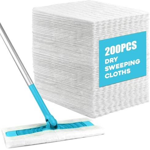 Bafeil Lot de 200 chiffons de balayage secs, compatibles avec les lingettes Flash Speed Mop Recharges jetables pour le nettoyage du bois, du carrelage et des sols multi-surfaces