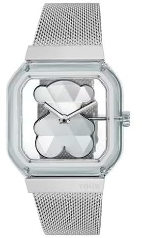 TOUS D-Bear Party Analoguhr mit Stahlarmband, silber, 36 mm x 48 mm, Klassisch