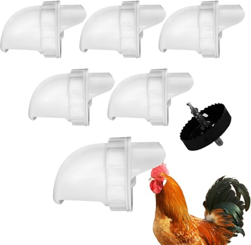 DIY hühnerfutter automat, Regenfestes Schwerkraft-System mit Critter Stopper für Eimer, Fässer & Tröge – Kein Abfall Hühnerfutterspender Kit (5PCS)