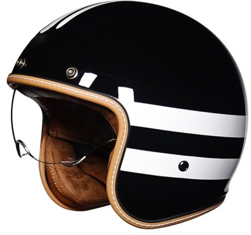 Retro Oldtimer Halbschale Jethelm Motorrad-Helm DOT/ECE-Zulassung 3/4 Rollerhelm Cruiser Motorradhelm Rollerhelm FüR Damen Und Herren Erwachsene C,M