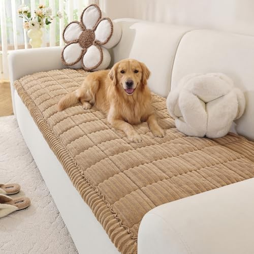 TANTEC Extra Dicker Sofabezug Waschbar, Kaki, 70 x 150 cm | Rutschfester Couchüberzug, Kuscheliger Sofaüberwurf mit Haustierschutz für Hunde & Katzen, Für 2 3 4 Sitzer Sofa, Wohnzimmer