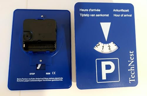 TechNest Parcheggio elettronico automatico – Parcheggio digitale europeo con indicatore orario 24 ore per accessori auto _colore blu