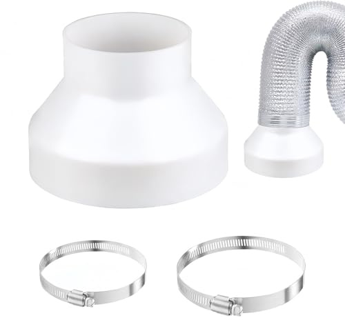 Round Ducting Reducer 150mm to 100mm, ABS Vent Pipe Connector Adapter | Exhaust Hose Adapter with Stainless Hose Clips Connector Adapters Extractor Fan Reducer for Ventilation Duct Hoses
