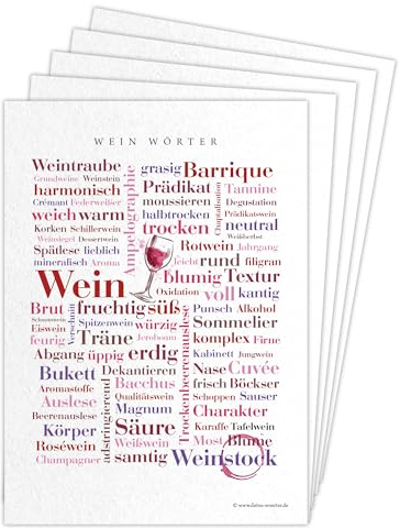 Deine Wörter Postkartenset - 5 Postkarten mit Wein, einzigartiges Erinnerungsstück und kreative Geschenkidee - DIN A6