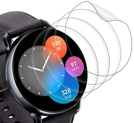 SkyKeep Lot de 4 films de protection d'écran en verre trempé pour Galaxy Watch Active 2 44 mm [TPU souple] [Film de protection d'écran HD] [Anti-bulles] pour Samsung Galaxy Watch Active 2 44 mm