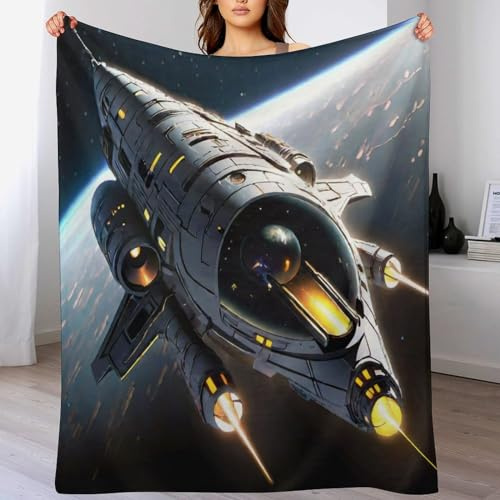 AASWSWW Raumschiff-Überwurfdecke Für Bett, Sofa, Couch, Flannel-Druck Decke, Fleece-Decken, Raumdekoration, Plüschdecke, （130×150cm）