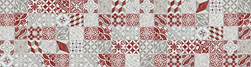 Viniliko Tapis Antique, Vinyle, Rouge, 80 x 300 x 3 cm