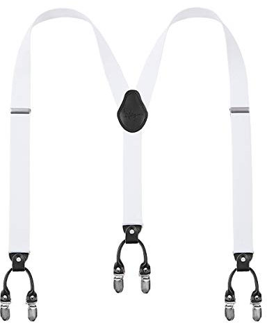 Lafayon Hosenträger Herren mit 6 Clips, Y-Back 3,5 cm Breit Hosenträger Heavy Duty Verstellbar und Elastisch mit Starken Metallklammern und Geschenkverpackung