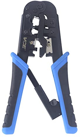 VCE RJ45 RJ11/RJ12 RJ22 Ethernet Crimp Tool Crimper Cutter Stripper All-in-one Multi-Tool for Network Telephone Cat3 Cat5 Cat5e Cat6 Cat6A Modular Connector Plug Cables