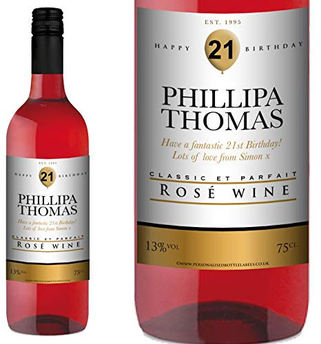 Personalised Birthday Rosé Wine 75cl with FREE Gold Gift Box. Any Name & Message for Any Birthday