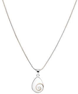 Vurmashop Halskette aus 925er-Sterlingsilber, Anhänger mit Shiva-Auge, Stein der Heiligen Lucia, kleiner Anhänger, Weiß, Damen-Schmuck