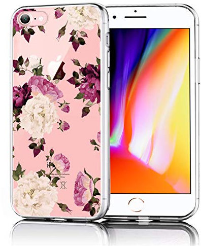 Verco Handyhülle für iPhone 6S Plus Case, Premium Muster Handy Cover für Apple iPhone 6 Plus Hülle weiches Flexibles TPU Case (5,5 Zoll), Rose Weiss pink