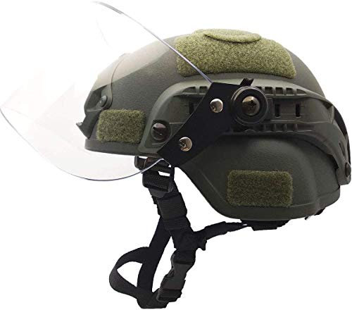 Airsoft Tactical Protective Helmet, MICH 2000 Action Version Tactical Helmet With NVG Bracket And Vandal-Proof Visor Mask For Outdoor Airsoft Paintball CS Games