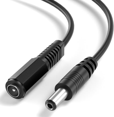 CABLEPELADO Cable alimentación CC | Cable de Extensión de Alimentación CC | Compatible con CCTV, DVR, Tira LED, Router, Pantallas, Sensores, Alexa | 2V CC 2A | DC 5.5 x 2.1 mm | Negro | 10 Metros