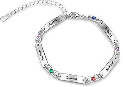 Lam Hub Fong Personalisierte Damen Unendlichkeit Armband mit Gravur 1-6 Name Verstellbare Mutter Tochter Armbänder Geschenk für Muttertag Geburtstag Weihnachten (5 Name)