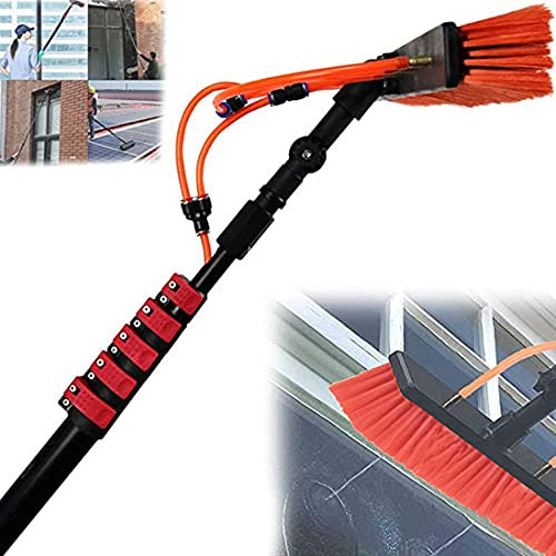 XYEJL Window Cleaning Brush,Telescopic Window Cleaner Water Fed Cleaning Spray Brush Conservatory Cleaning Long Reach Window Cleaning Photovoltaic Panel Cleaning,Roof Cleaning,10.8m/36FT