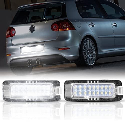 POPMOTORZ LED Kennzeichenbeleuchtung Nummernschildbeleuchtung für VW Golf 4 5 6 7 Lupo Scirocco Phaeton Polo 9N 6R Passat 3c B6 CC Glühbirnen Lampe mit Canbus Fehlerfreier 18 2835 SMD, 2 Stücke