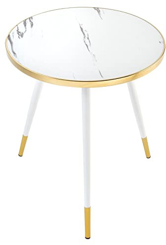 Riess Ambiente Retro Beistelltisch Paris 45cm weiß Kristallglas mit Marmor-Dekor Couchtisch Couchtisch Wohnzimmertisch Tisch