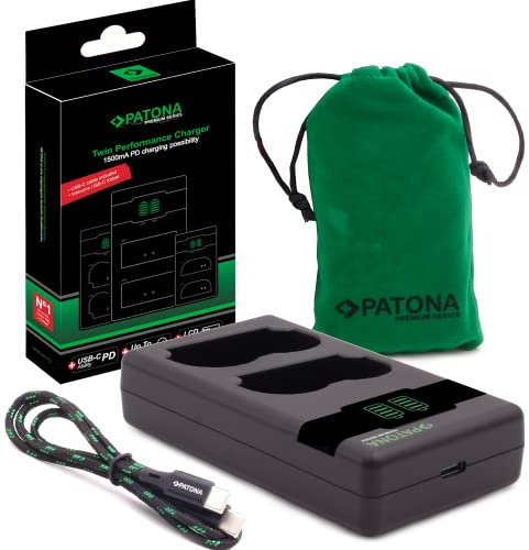 PATONA EN-EL15c EN-EL15b EN-EL15 - PD Performance Akku Ladegerät (1500mA), USB-C Mini Dual LCD - PD/QC fähig (161965)