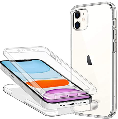 ZYIMOU Handyhülle für iPhone 11 Hülle 360 Grad, Transparent Full Schutz Kratzfest Dünn Durchsichtige Case Silikon SchutzHandyhülle, Hart PC Zurück + Weich TPU Vorderseite