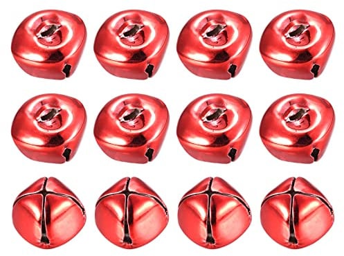 sourcing map Glöckchen zum Basteln Rot 20mm Metall 12 Stück | kleine Glocken mit Ösen, Weihnachtsdeko, Jingle Bells, Christbaumschmuck, Sorgenwürmchen Zubehör, DIY Schmuckherstellung