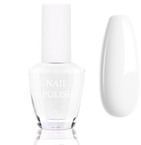 White Nail Polish - Pure White Nail Varnish - Milky White Nail Polish - Long Lasting Chip Resistant & Quick Drying Nail Polish for DIY Nail Art Manicure at Home