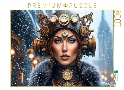 Puzzle · Reporterin mit Radiowellenempfangskappe im Schneegestöber