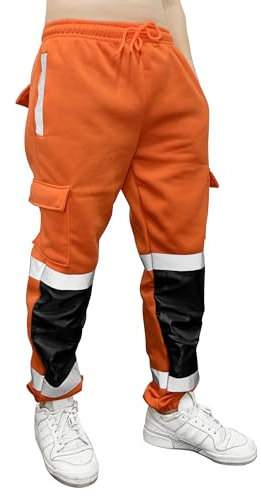 Memoryee Pantaloni della Tuta Riflettenti di Sicurezza ad Alta visibilità con Strisce Riflettenti Ultra Performance a 360° Pantaloni Termici da Uomo per Lavoratori all'Aperto Invernali