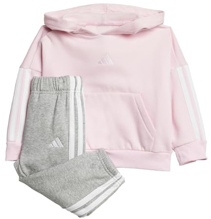 adidas Unisex - Bimbi 0-24 Essentials Hooded Jogger Track Suit, clear pink/white, 2-3 Years