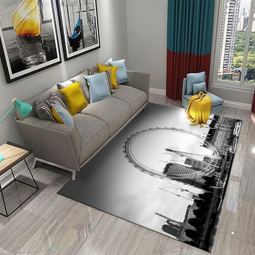 Area Map Wohnzimmerteppich Schlafzimmerteppich London, England, Nachtansicht Teppich 3D-Gedruckter Flauschiger Flanellteppich - Polyester-Soft-Touch, Leicht Zu Reinigen 60 X 90 cm -0M8B2N5R2K5