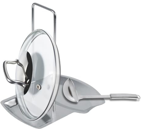 VIFERR Lid and Spoon Rest Shelf,Utensil Rest, Stainless Steel Pot Lid Holder Pan Cover Stand for Kitchen Worktop Spatulas Spoons Organizer