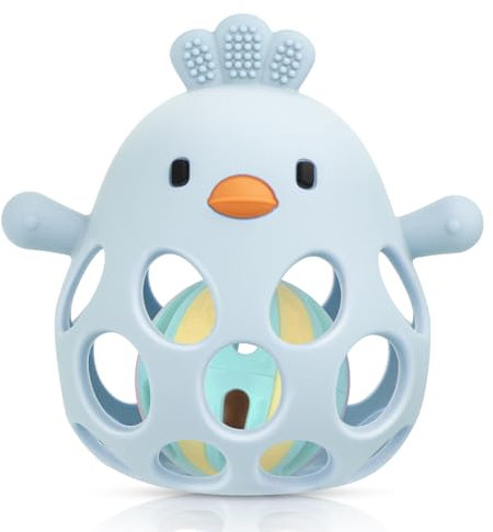 HOTUT Jouet Bebe 6 Mois, Jouet Hochet Dentition Bebe 1 An, Hochet Facile à Saisir Jeux pour Bébés et Tout-Petits à Saisir et à Mâcher, Sensorielle Jeux d'Eveil Bébé de Développement-Bleu