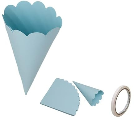 RUIYWEN 50 Stück Konfetti Hochzeit Papier Kegel mit Doppelseitigem Klebeband Papierstrauß für Süßigkeiten Schokolade Blütenblätter Party Dekoration (Blau)