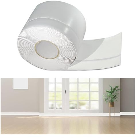 Plinthe souple autocollante en PVC souple de 7 cm - Plaques autocollantes et flexibles - Convient pour la cuisine et la salle de bain (blanc, 6 m)