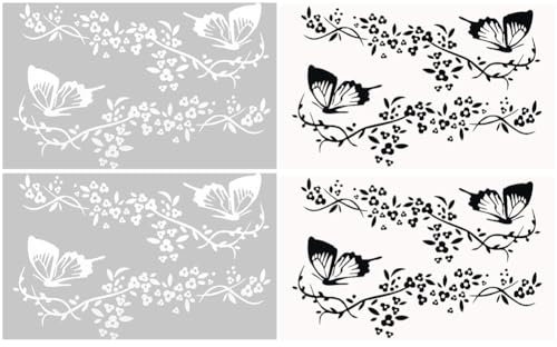 GORGECRAFT 4 pz Adesivi per Auto Farfalla Nero Bianco Plastica Autoadesivo Vinile Impermeabile Animale Fiore Farfalle Auto Finestra Decalcomania Adesivo per Guida Moto Bici Decorazione Accessorio