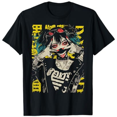 KuraCore Cyberpunk Anime Techwear Manga T-Shirt - Unisex, Black, Small, Short Sleeve